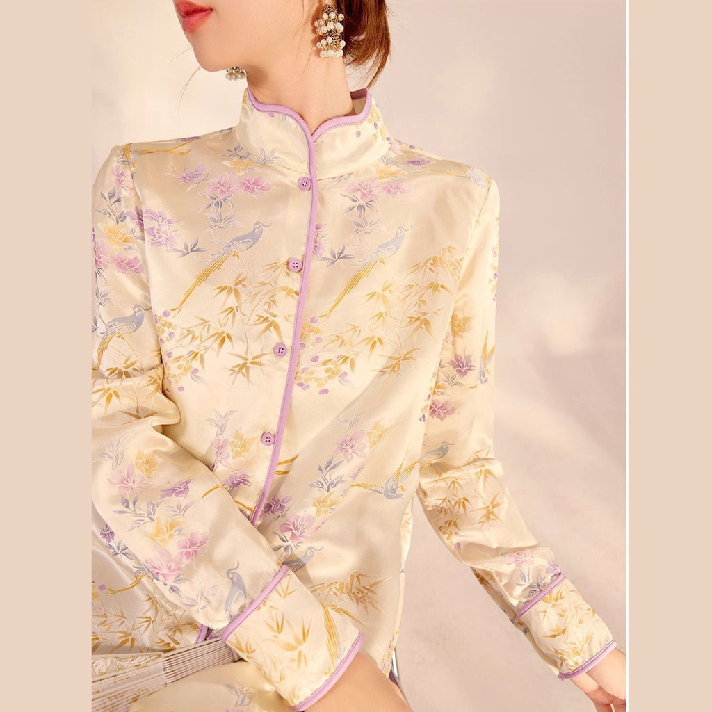 Embroidered Mulberry Silk Elegant Shirt