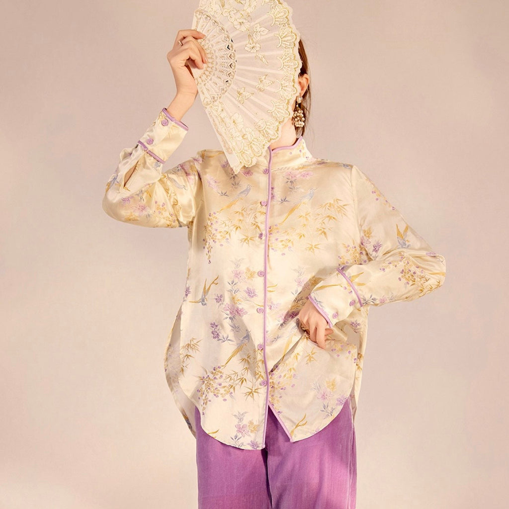 Embroidered Mulberry Silk Elegant Shirt