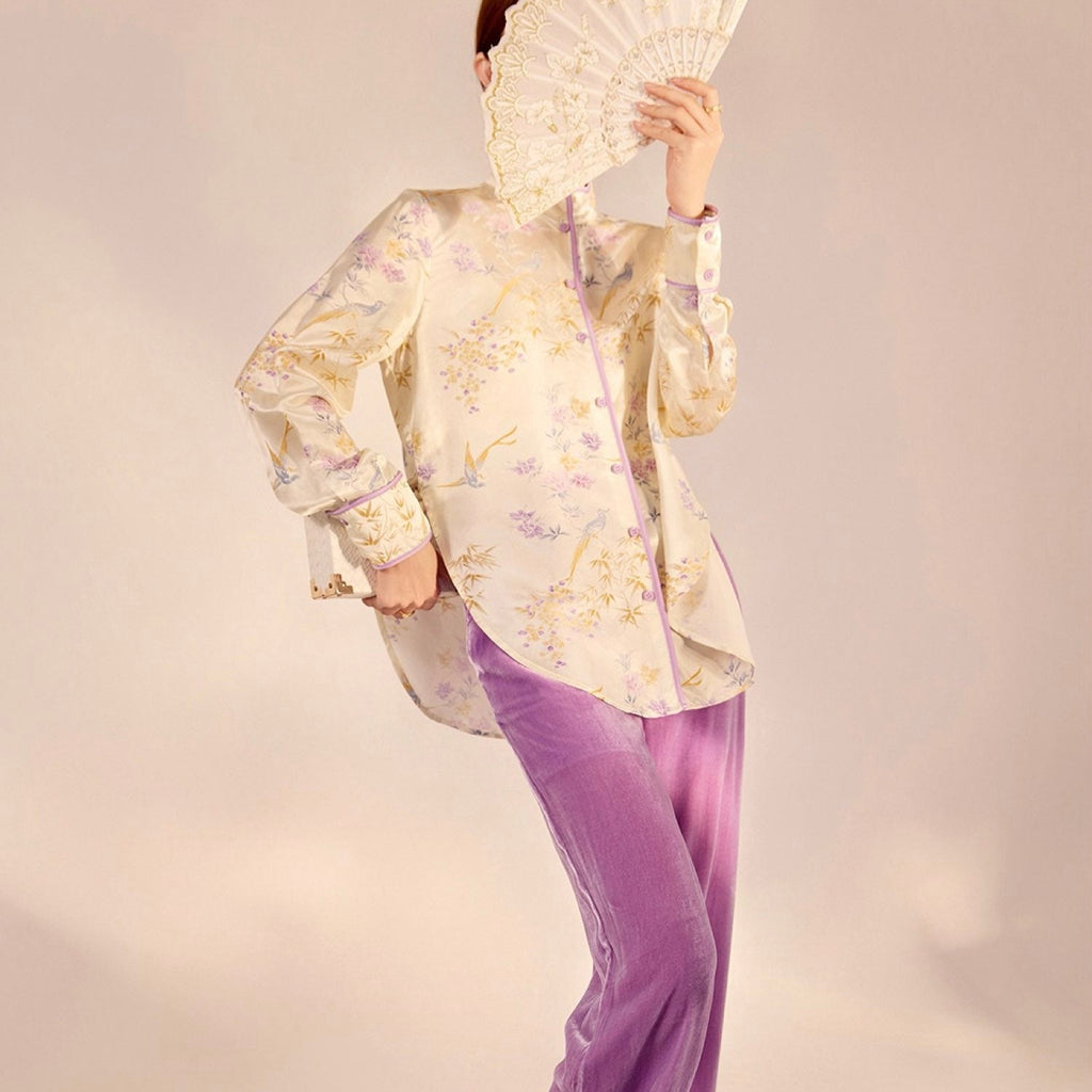 Embroidered Mulberry Silk Elegant Shirt