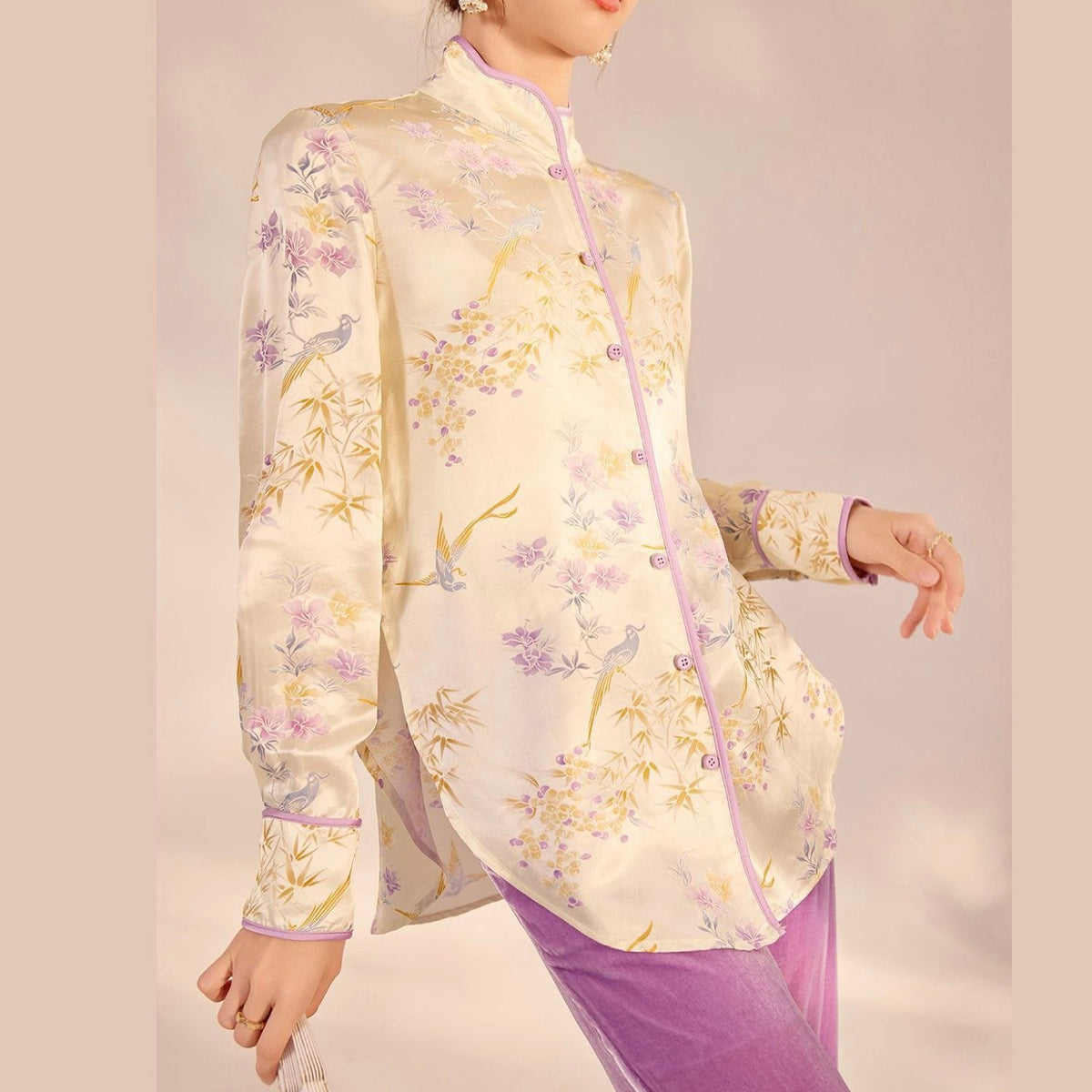 Embroidered Mulberry Silk Elegant Shirt