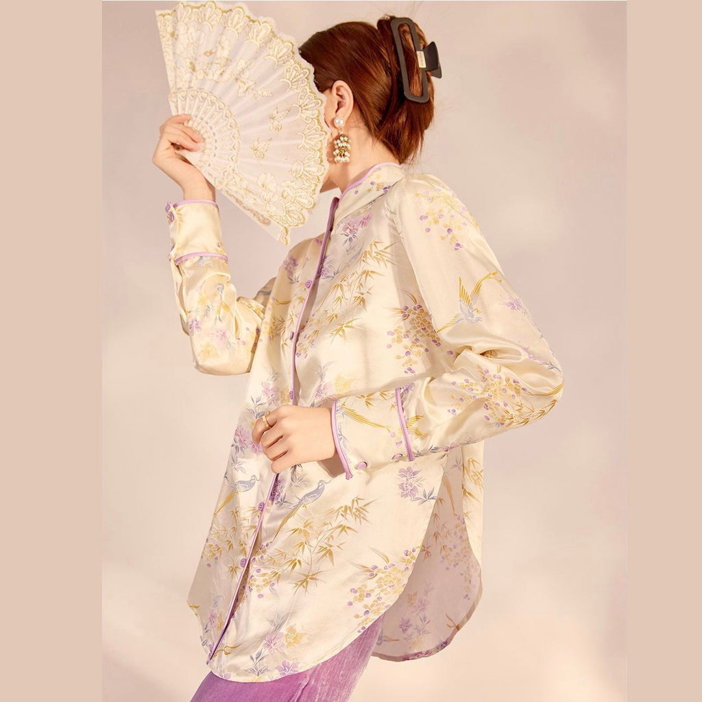 Embroidered Mulberry Silk Elegant Shirt