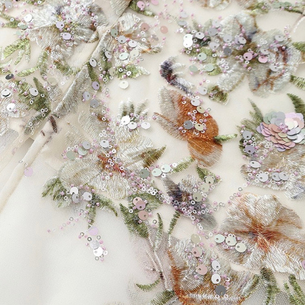 Embroidered Skirt White Floral Stylish Stitching Spring Summer