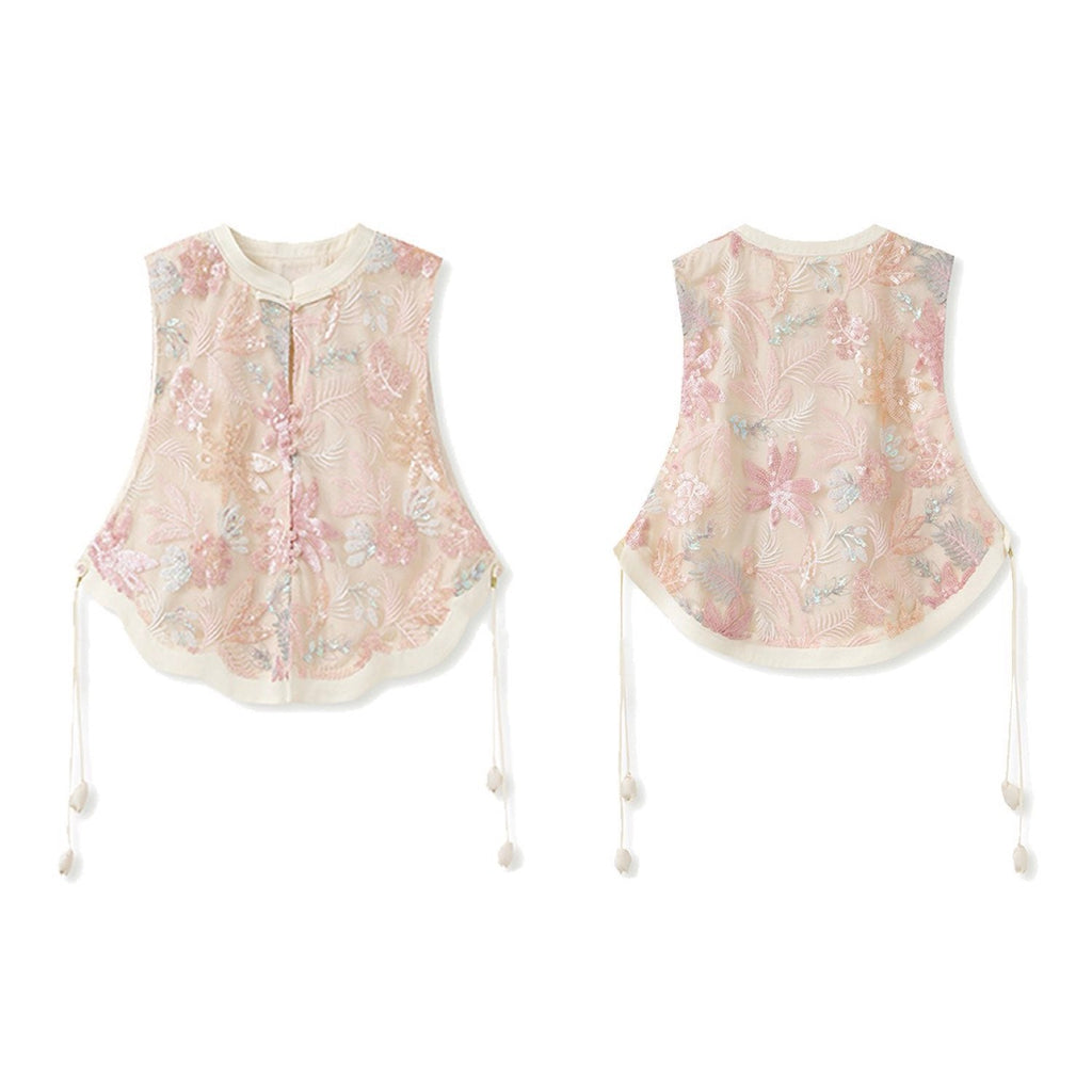 Pastel Floral Embroidered Detail Top