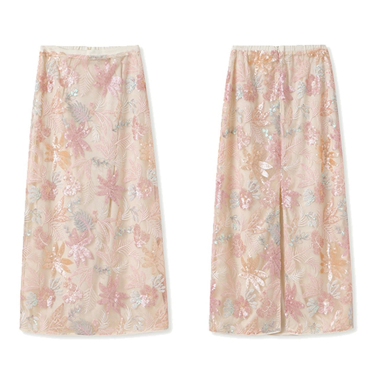 Pastel Floral Embroidered Detail Skirt
