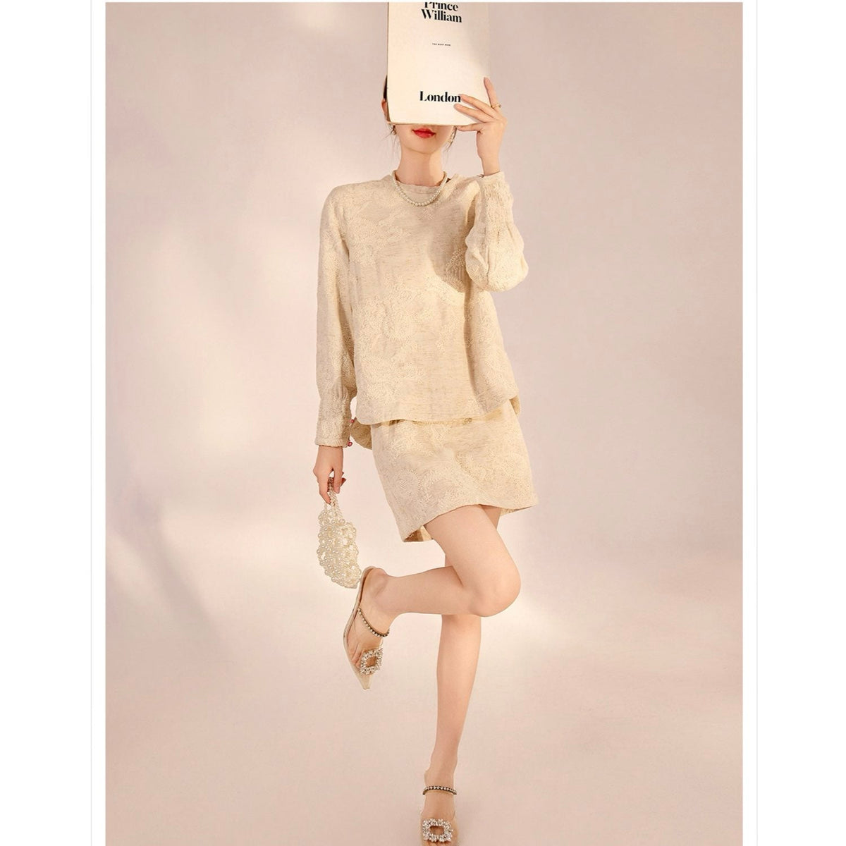 Textured Embroidered Linen-Blend Blouse