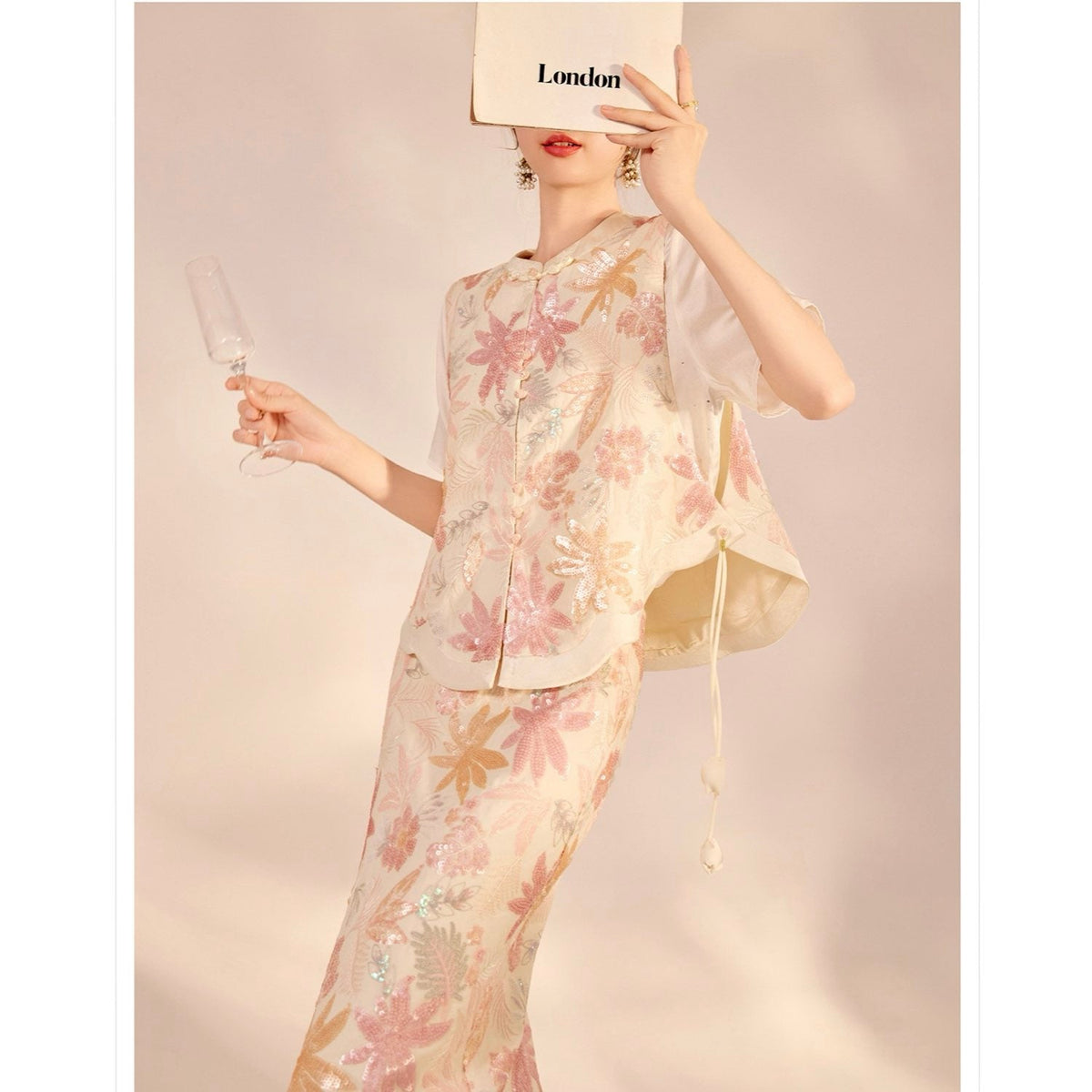 Pastel Floral Embroidered Detail Top