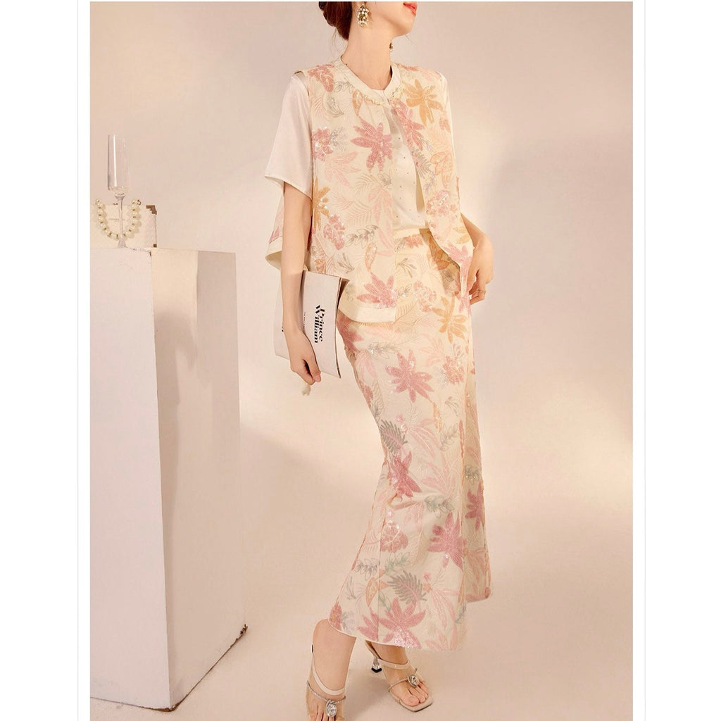 Pastel Floral Embroidered Detail Top