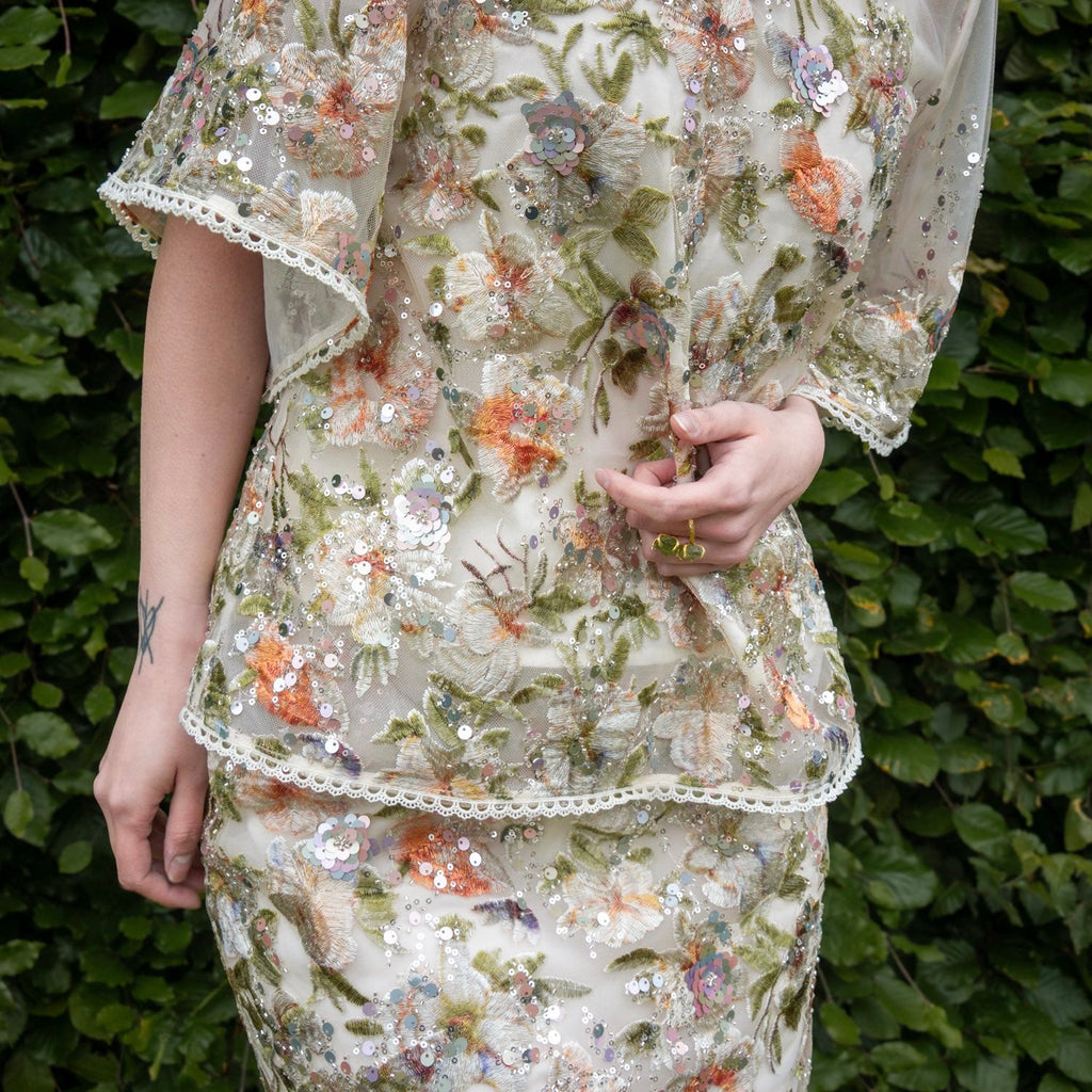 Embroidered Floral Spring Summer Co Ord Set