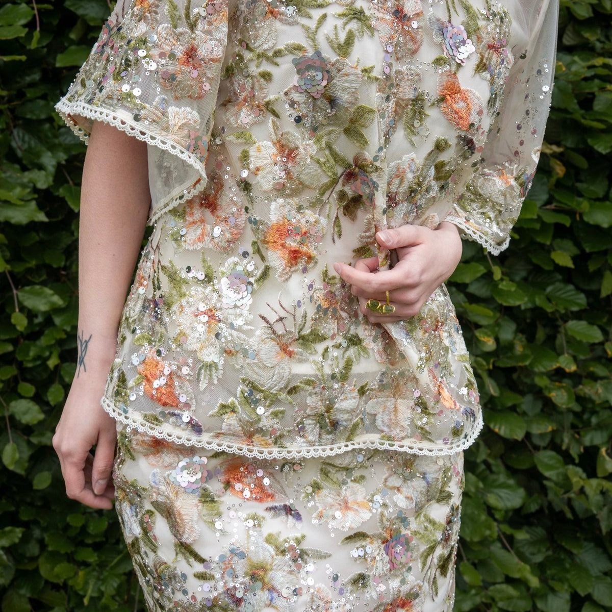 Embroidered Floral Spring Summer Co Ord Set