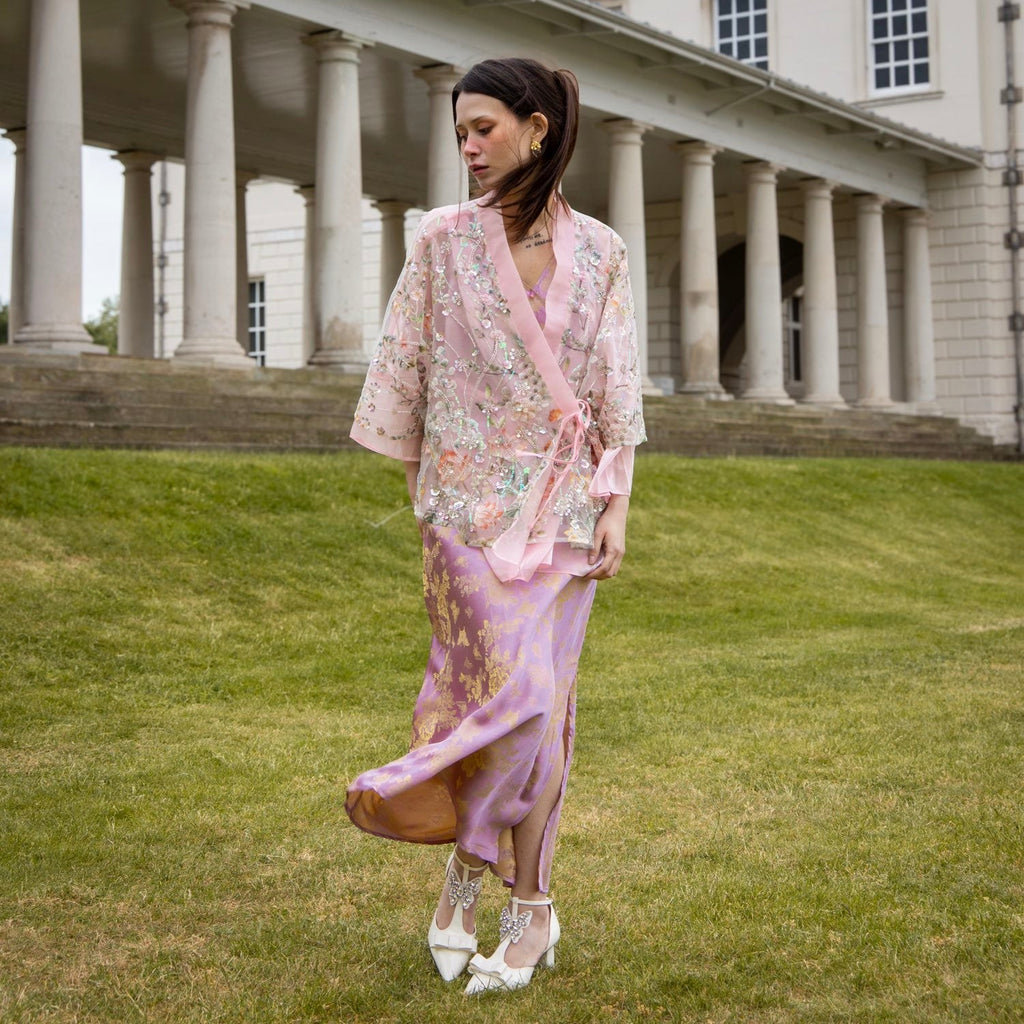 Embroidered Pink Floral Stylish Stitching Jacket Spring Summer