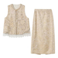 Designer 3D Floral Embroidered Lace Co Set Top Skirt Women Wedding Guest