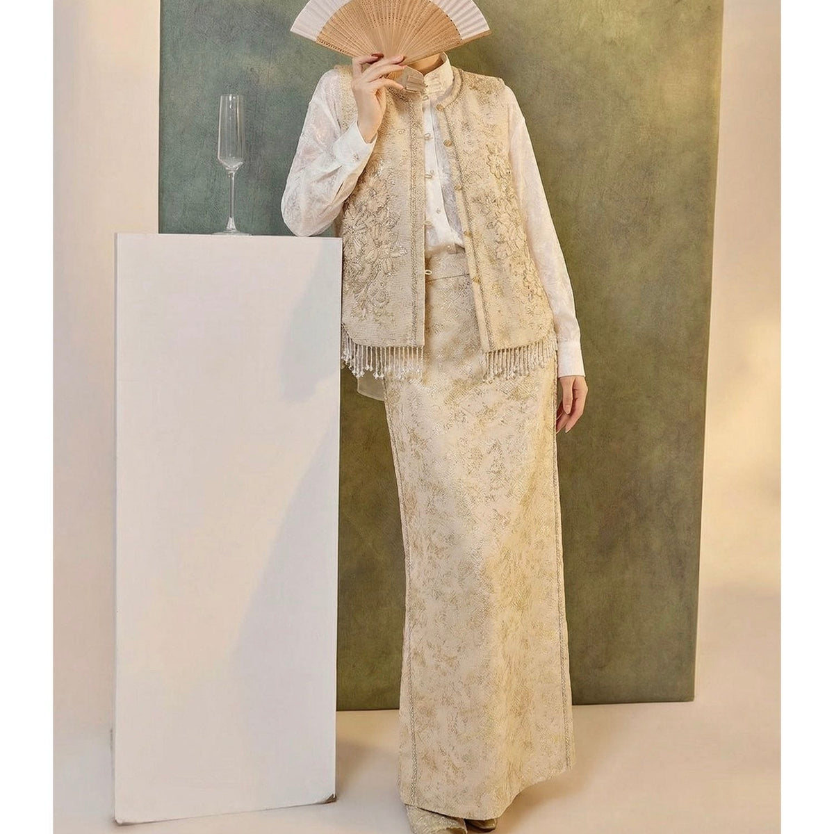 Designer 3D Floral Embroidered Lace Co Set Top Skirt Women Wedding Guest