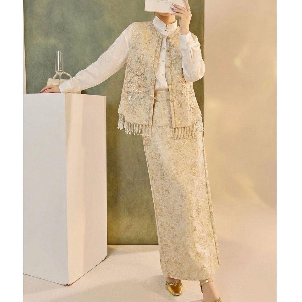 Designer 3D Floral Embroidered Lace Co Set Top Skirt Women Wedding Guest