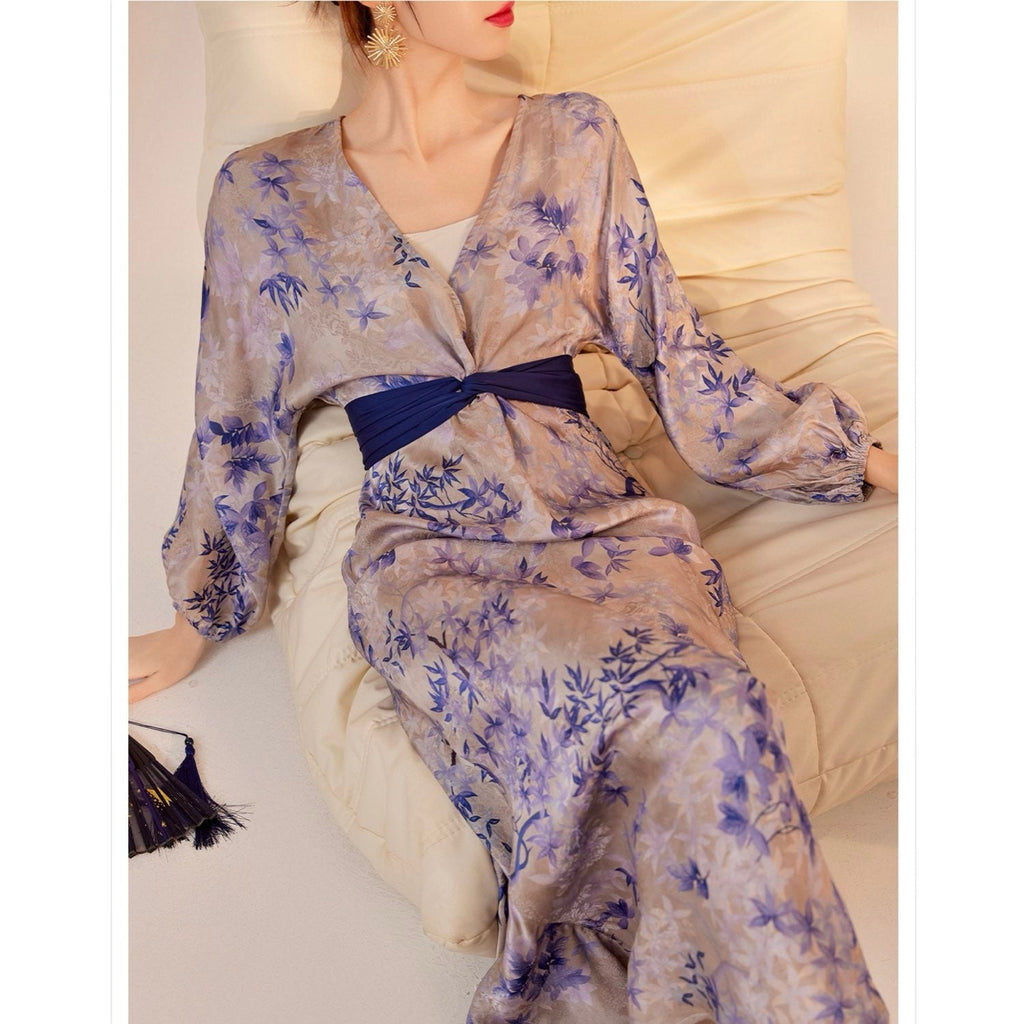 Bamboo Slim-Fit Jacquard Silk Dress