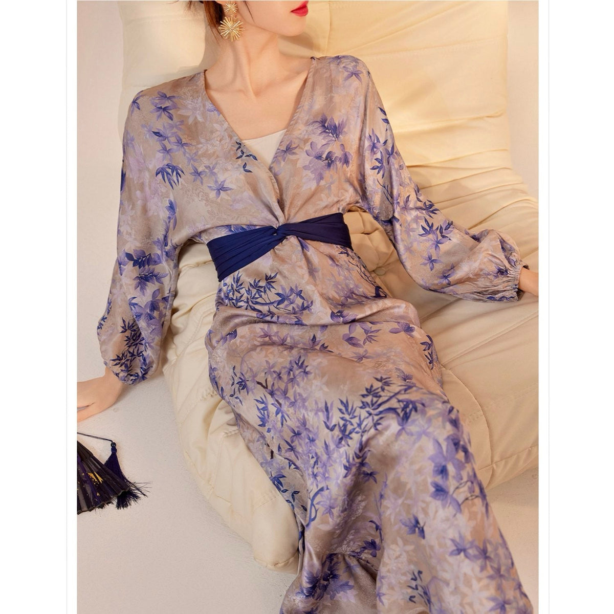 Bamboo Slim-Fit Jacquard Silk Dress