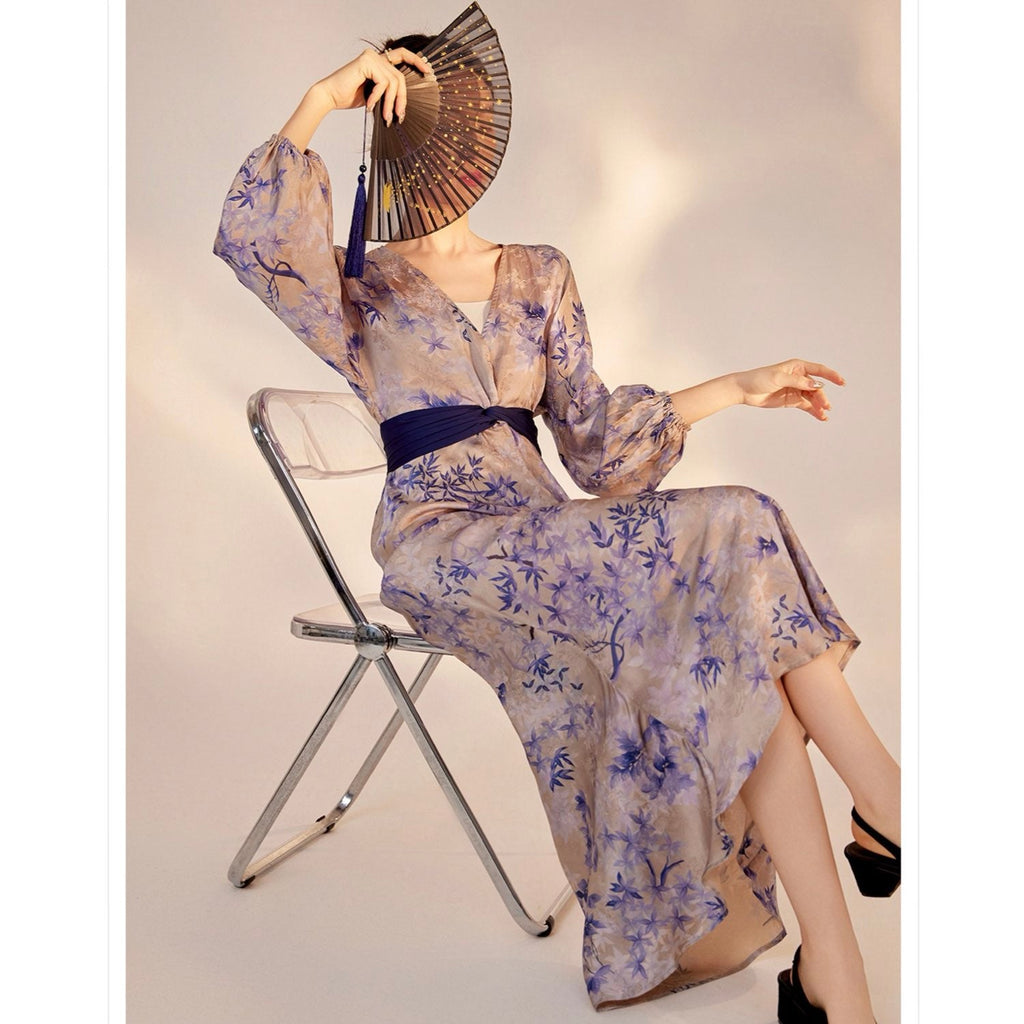 Bamboo Slim-Fit Jacquard Silk Dress