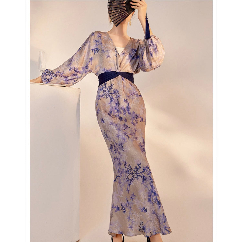 Bamboo Slim-Fit Jacquard Silk Dress