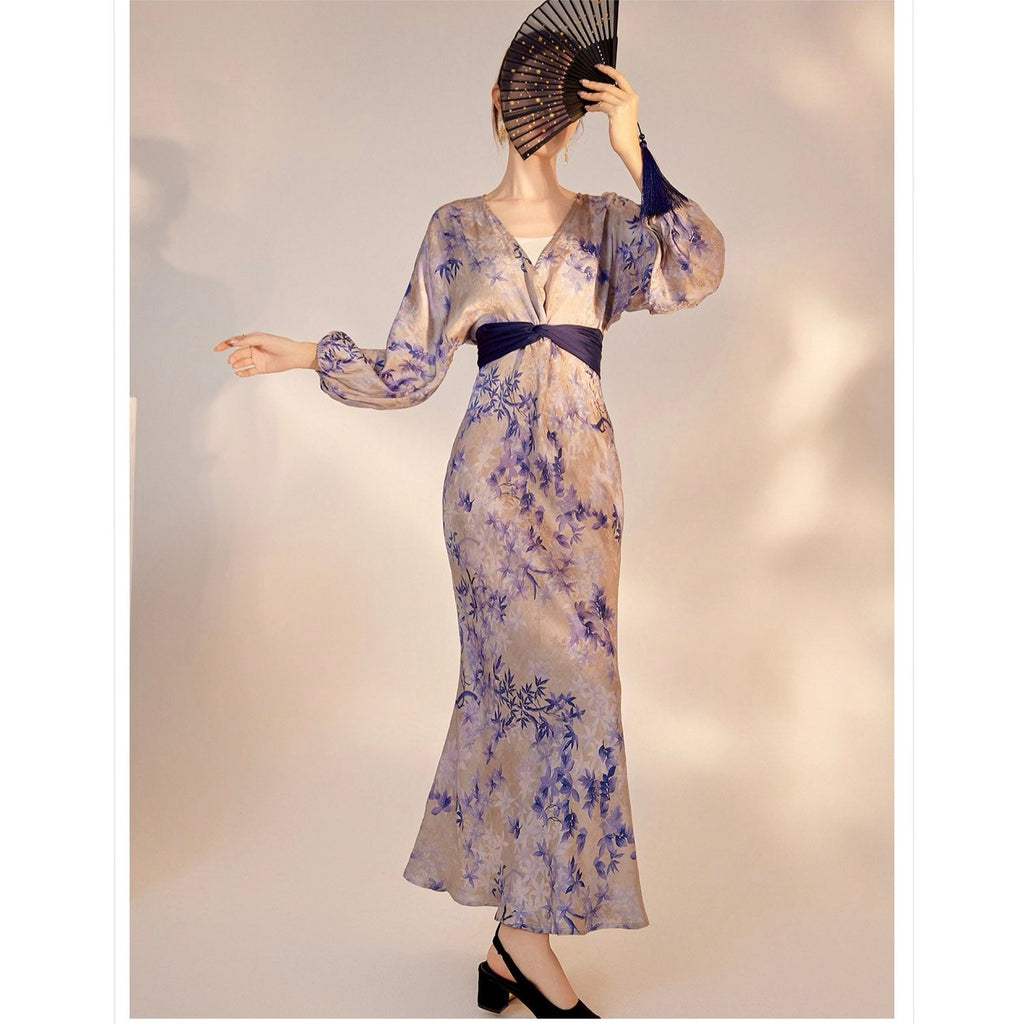 Bamboo Slim-Fit Jacquard Silk Dress