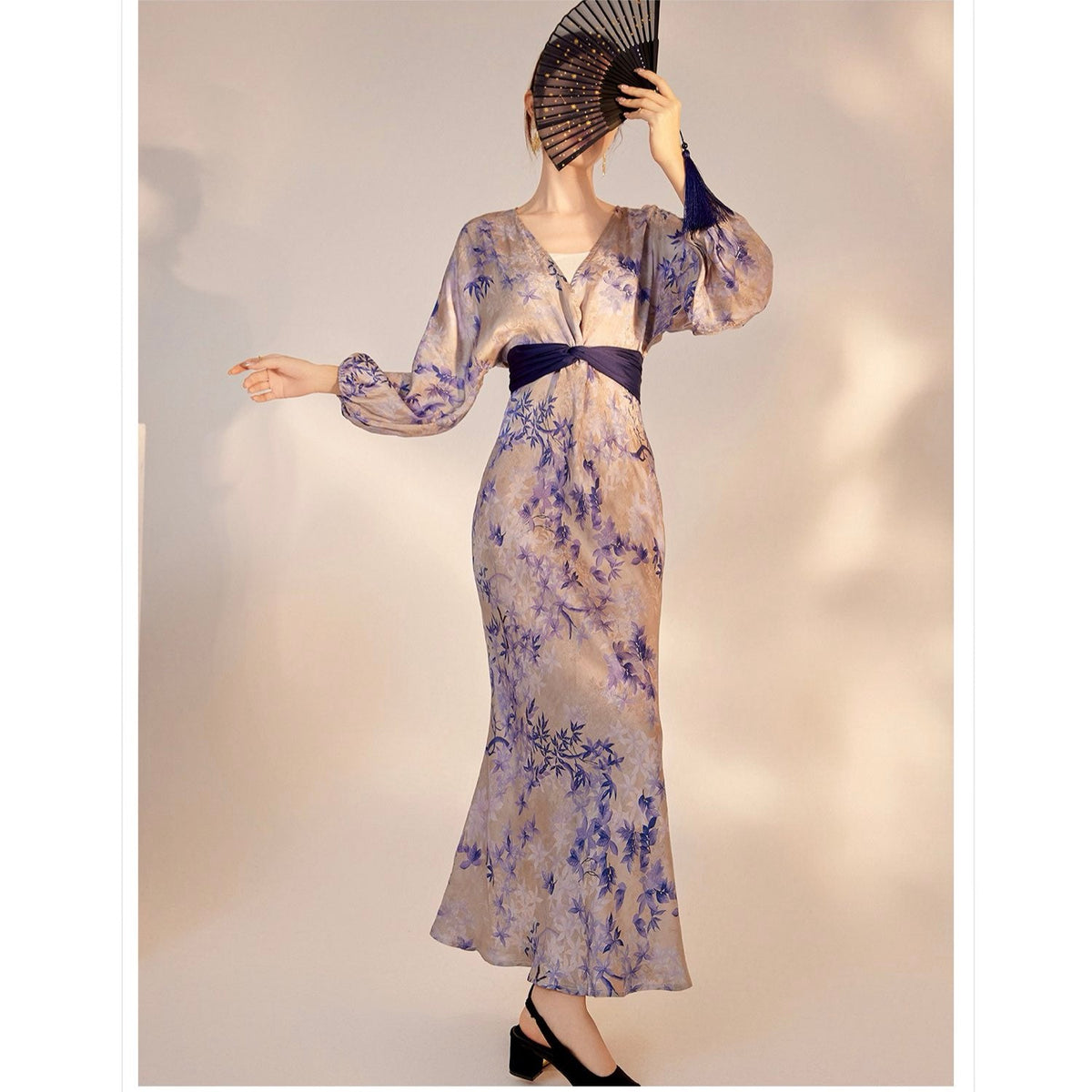 Bamboo Slim-Fit Jacquard Silk Dress