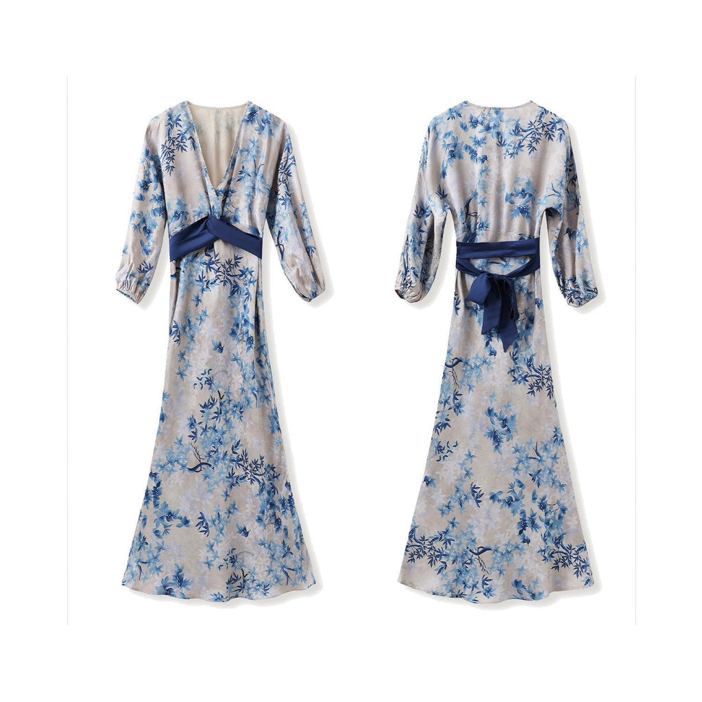 Bamboo Slim-Fit Jacquard Silk Dress