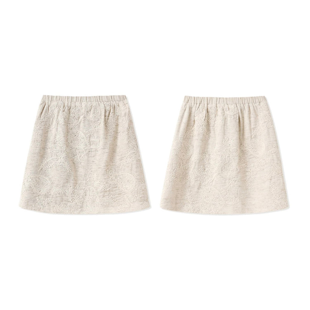 Textured Embroidered Linen-Blend Short Skirt