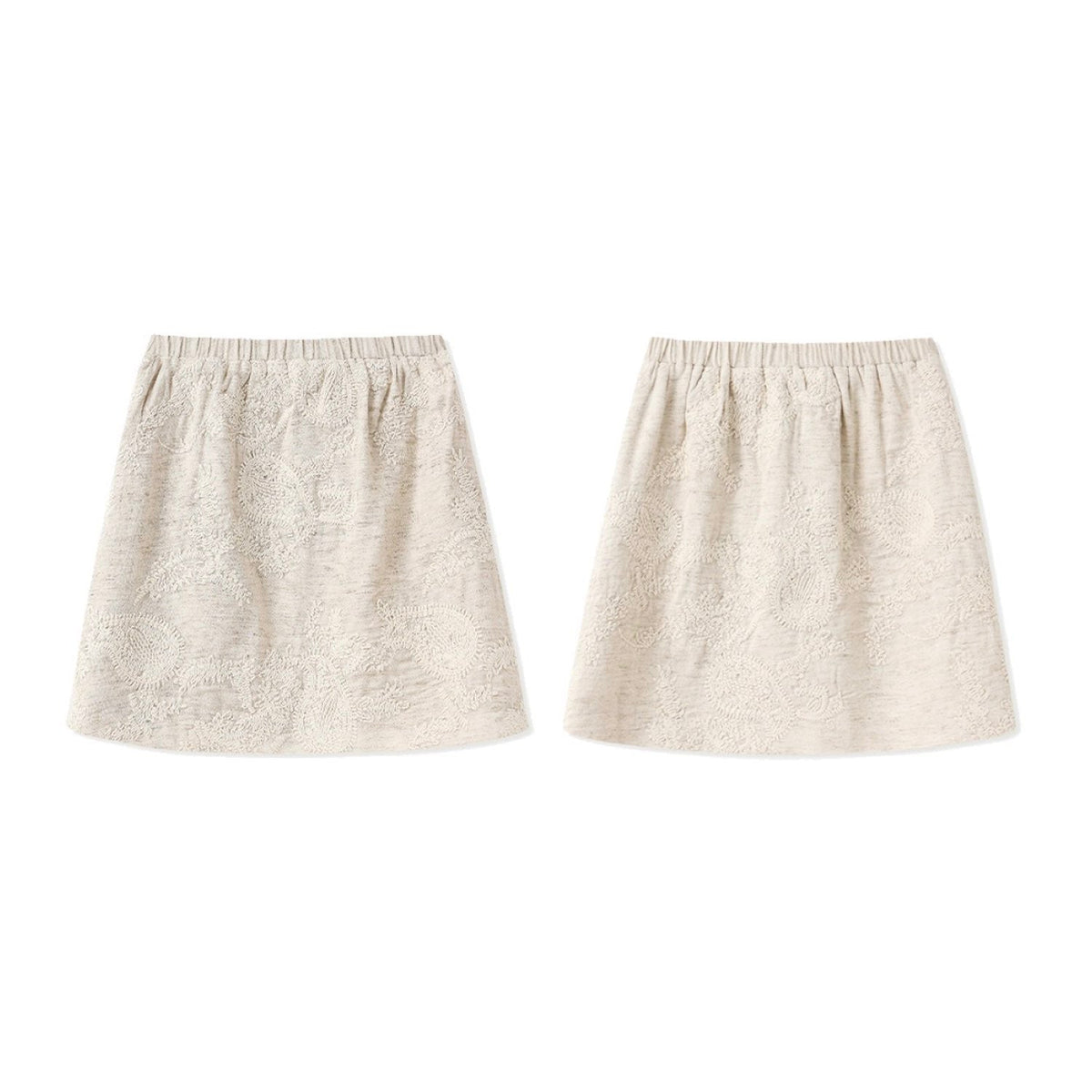 Textured Embroidered Linen-Blend Short Skirt