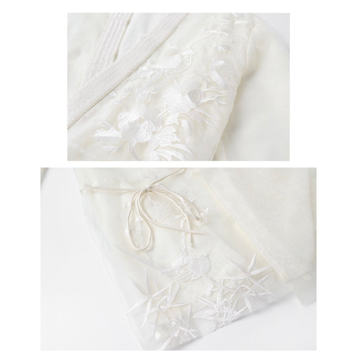 Embroidered Minimal White Floral Cardigan Top