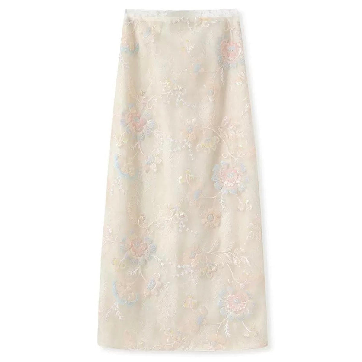 Embroidery Cream Pink Wedding Skirt