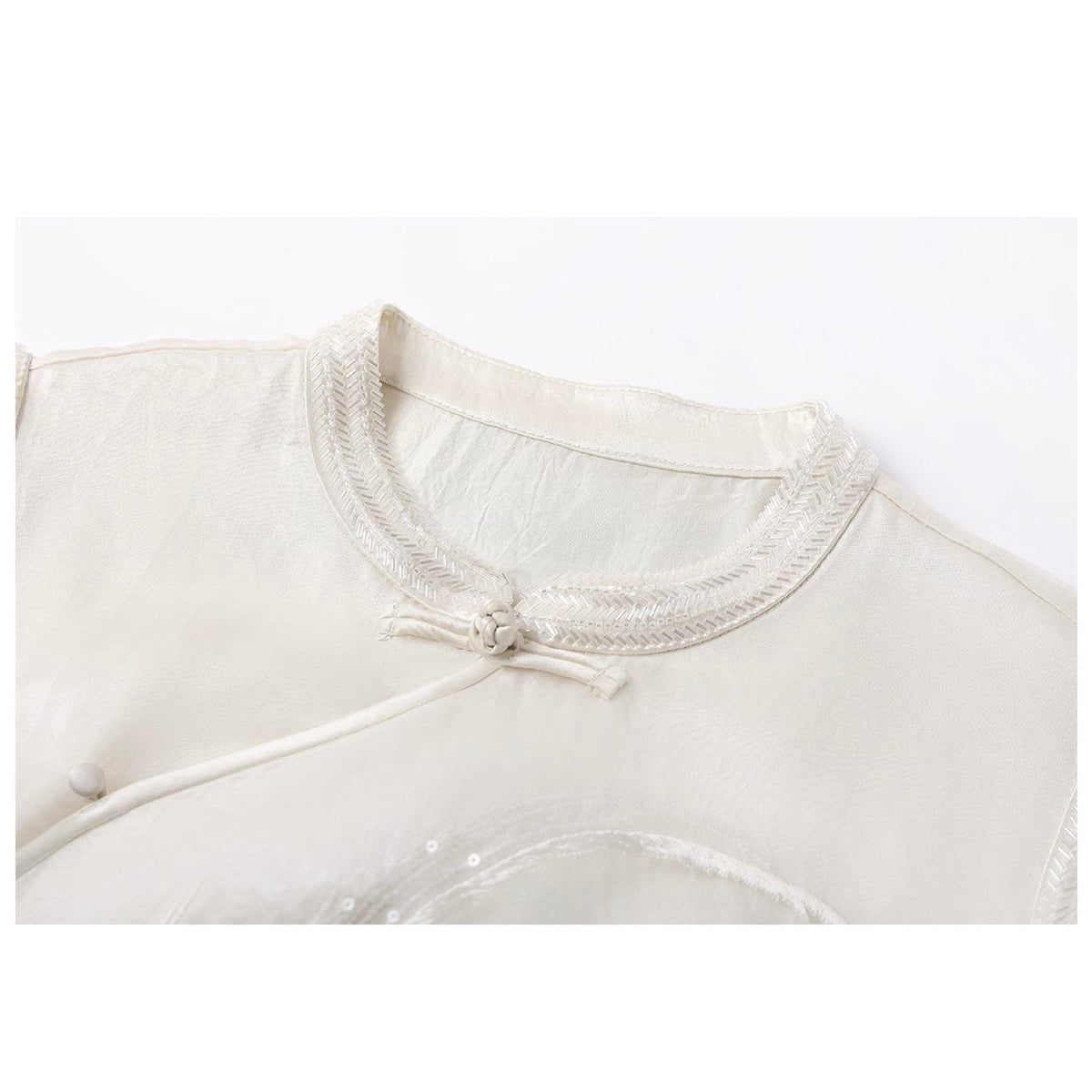 Embroidered White Mulberry Silk Floral Vest