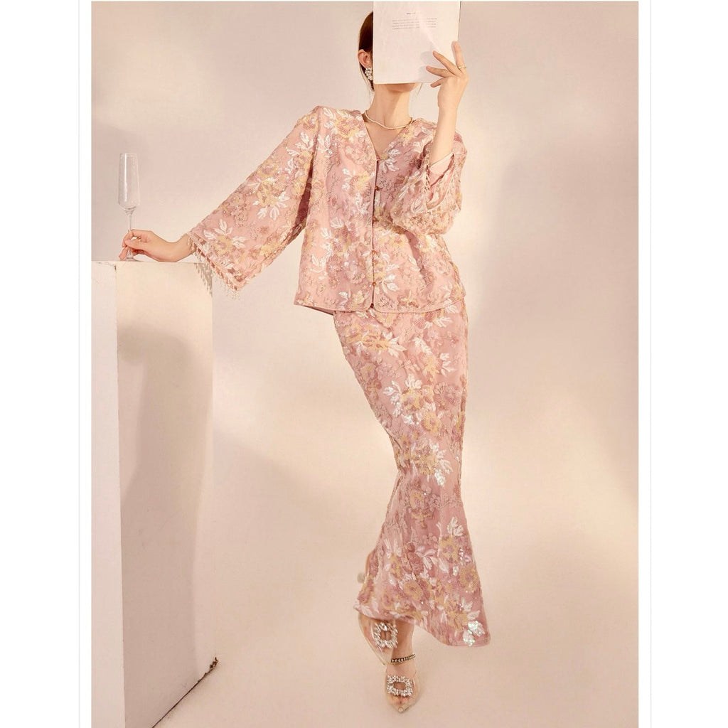 Embroidered Flower Stylish Stitching Evening Skirt