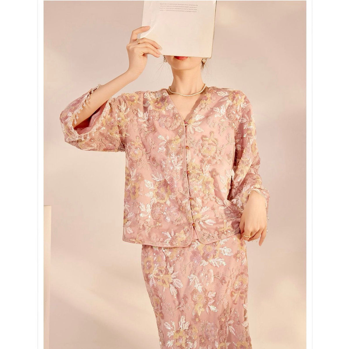 Embroidered Flower Stylish Stitching Evening Skirt