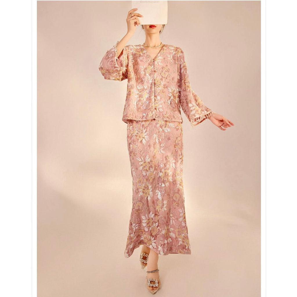 Embroidered Pink Flower Stylish Stitching Cardigan