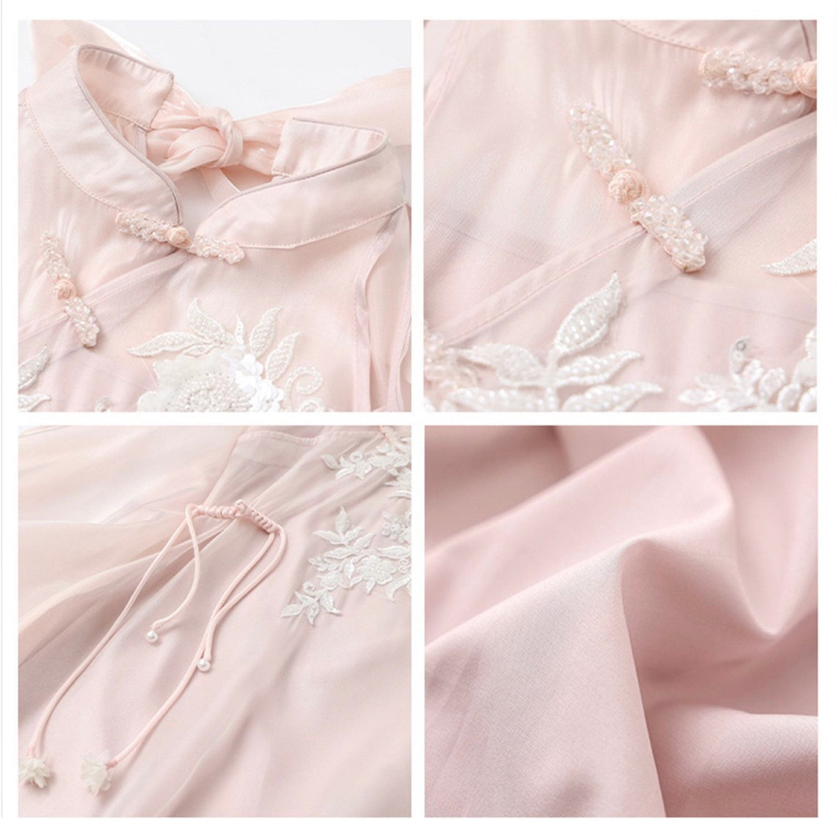 Embroidered Pink Floral Midi Dress