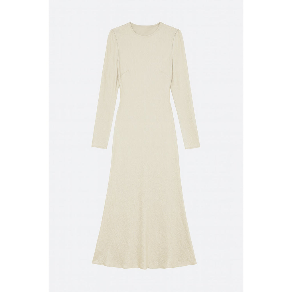 Timeless Chic Long Dress Long Sleeve Wrinkled Evening Dress Glamour White