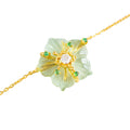 Dewdrop Bloom Floria Diamond Engraved Topaz Jade Adjustable Ring