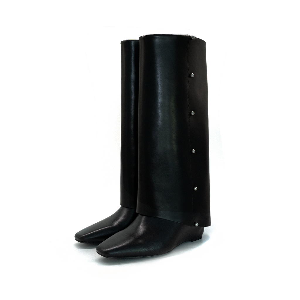 Caratiff Pearl-Detail Leather Knee-High Boots