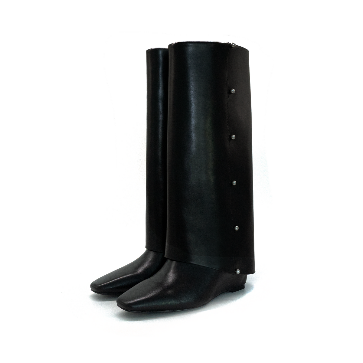 Caratiff Pearl-Detail Leather Knee-High Boots