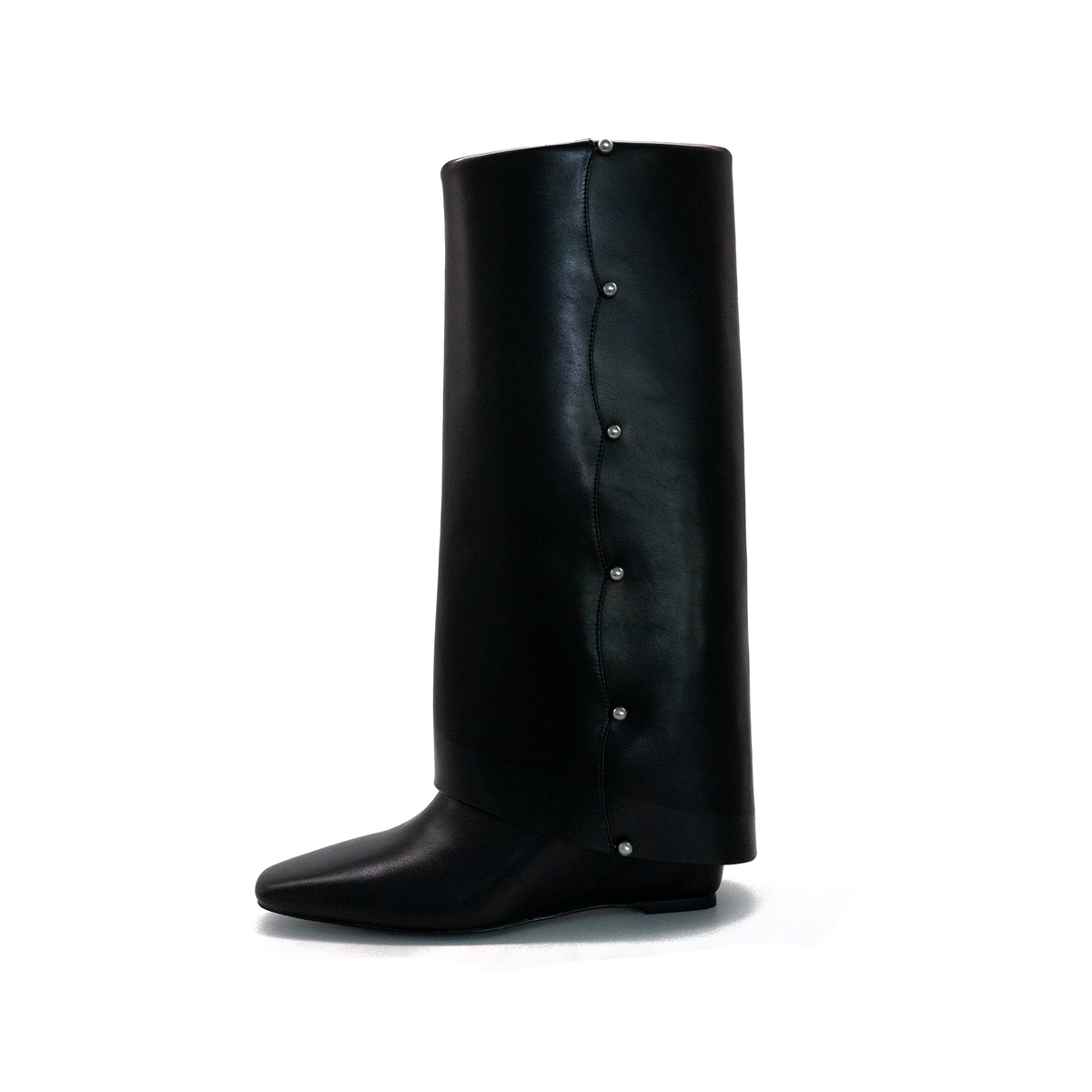 Caratiff Pearl-Detail Leather Knee-High Boots