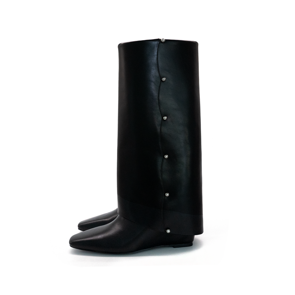 Caratiff Pearl-Detail Leather Knee-High Boots