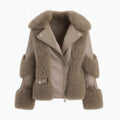 Galaxy Brown Jacket Eco Friendly Fur Coat Leather Zipper
