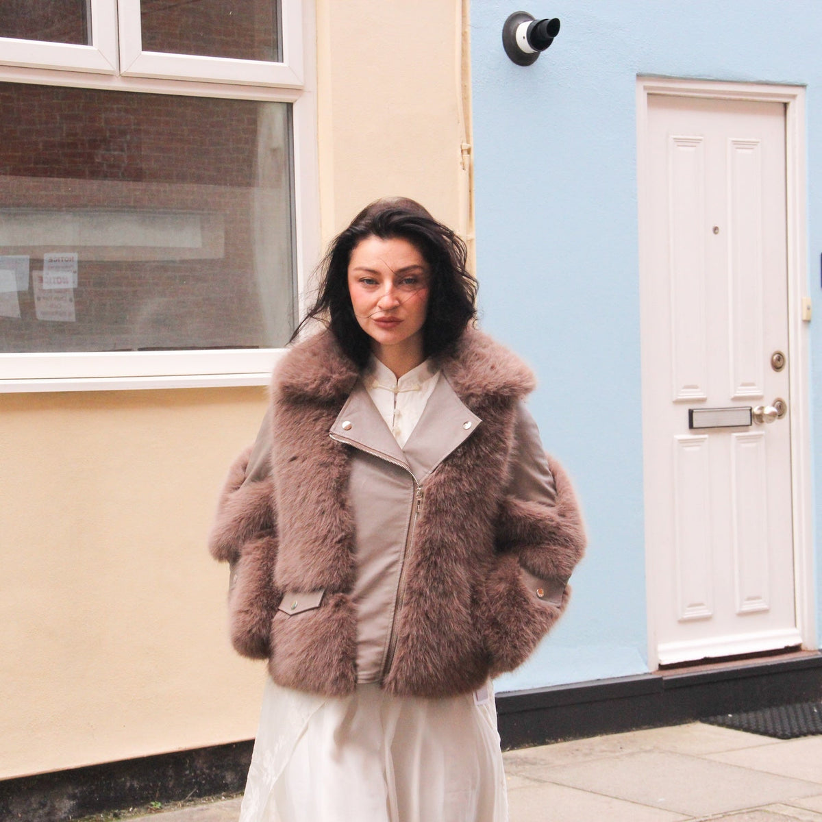 Galaxy Brown Jacket Eco Friendly Fur Coat Leather Zipper