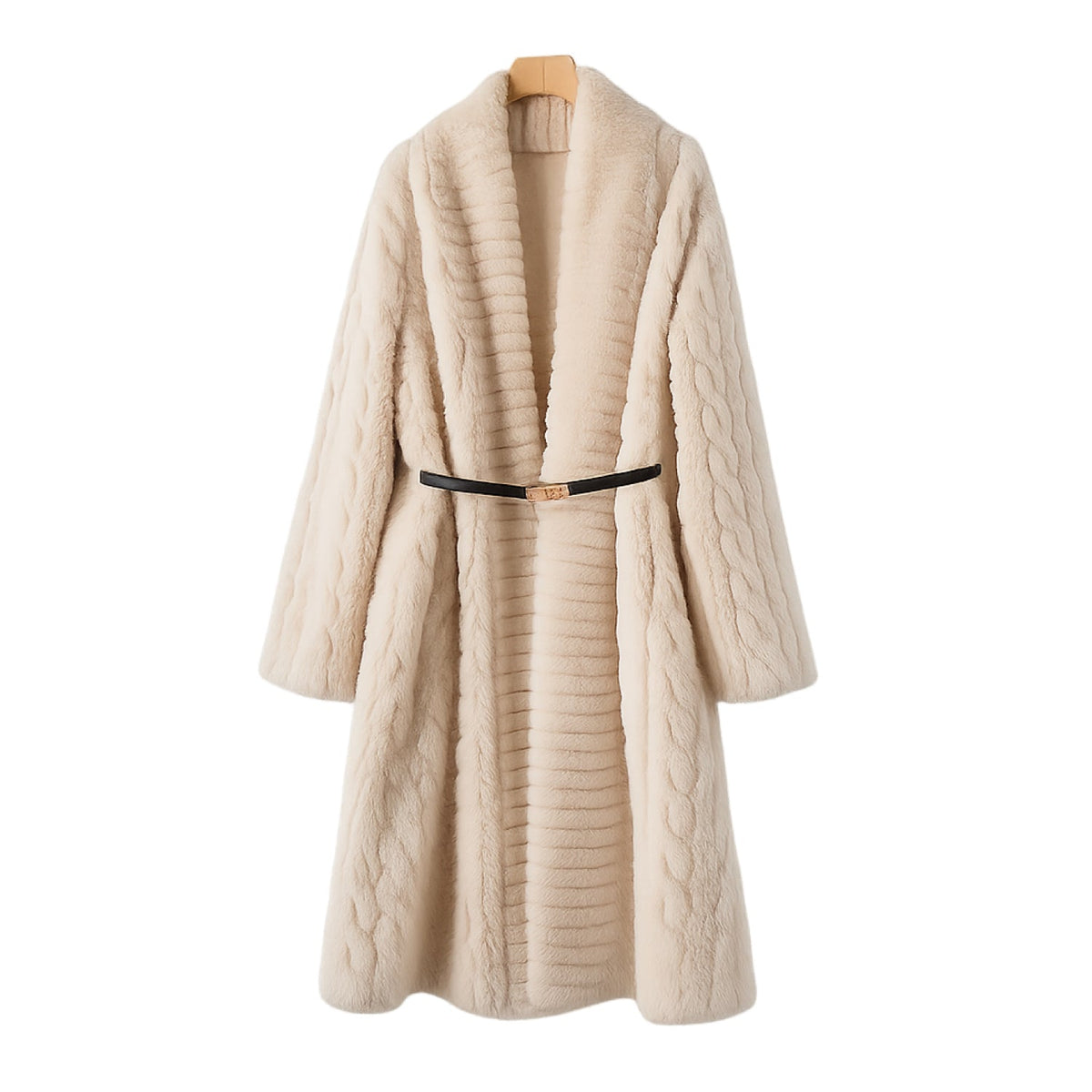 Galaxy Super Soft White Coat Jacket  Eco-friendly Fur with Belt