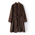 Galaxy Super Soft  Brown Coat Jacket  Eco-friendly Fur with Belt