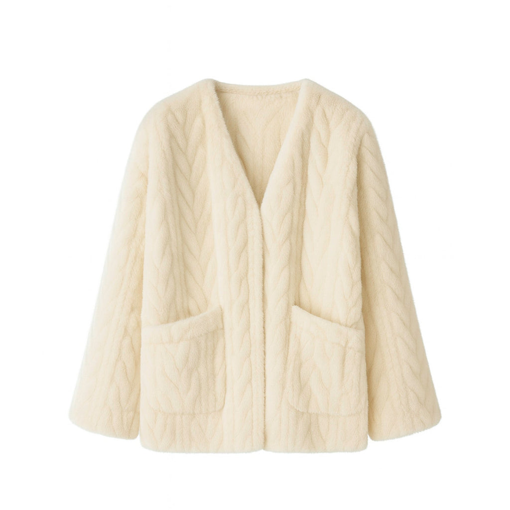 Galaxy Super Soft Fur Coat Jacket  Eco-friendly Fur  White Cream