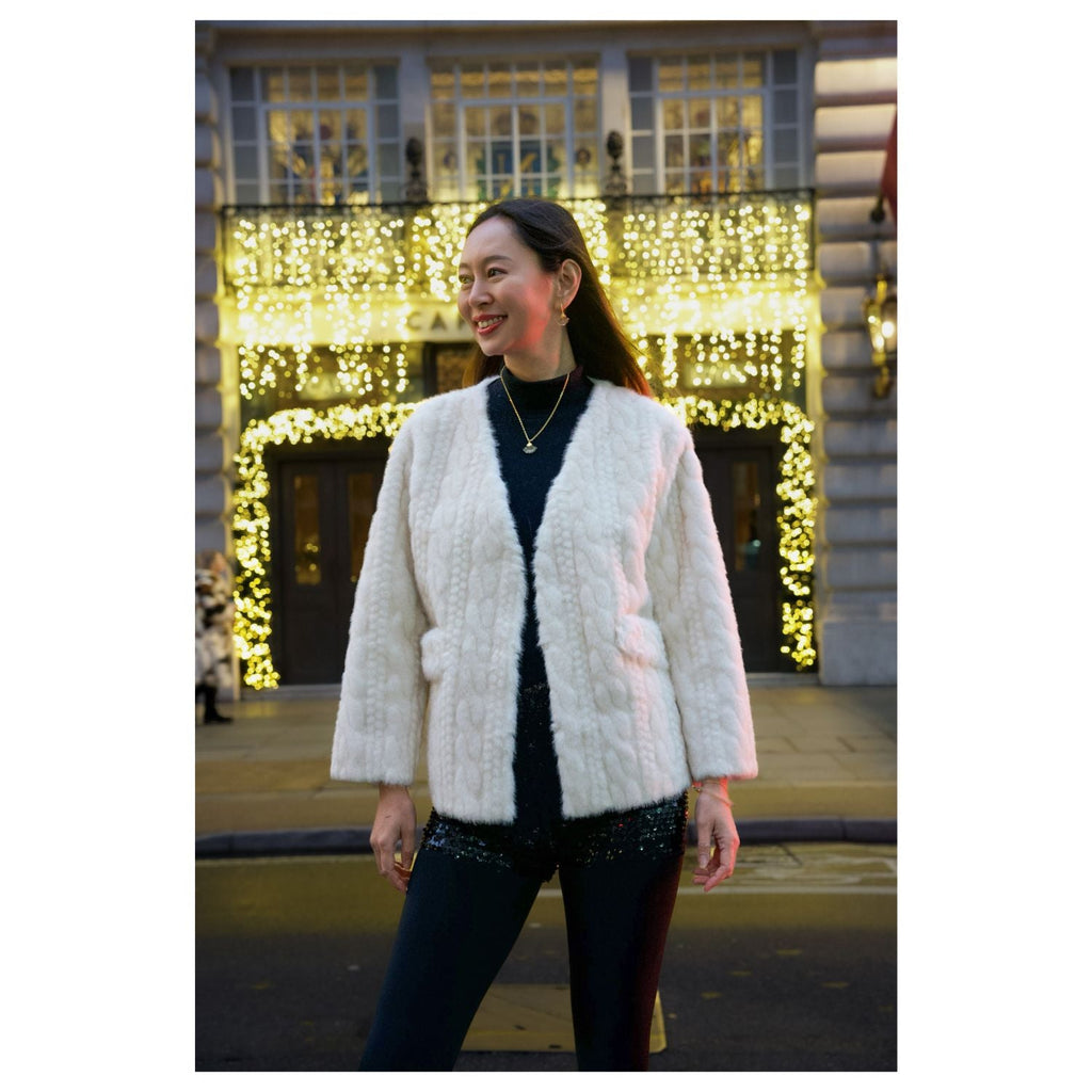 Galaxy Super Soft Fur Coat Jacket  Eco-friendly Fur  White Cream