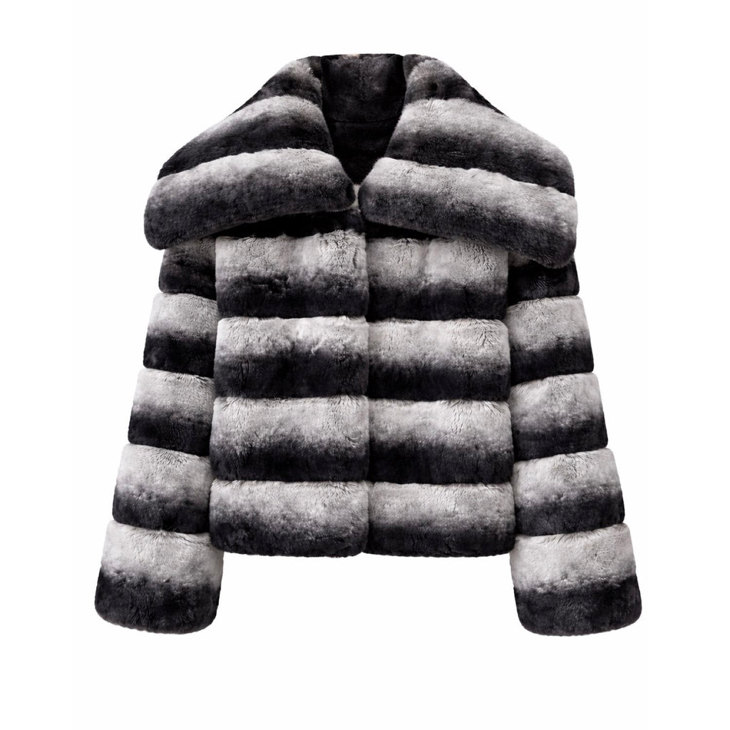Galaxy Chinchilla Fur Black White Super Soft Jacket