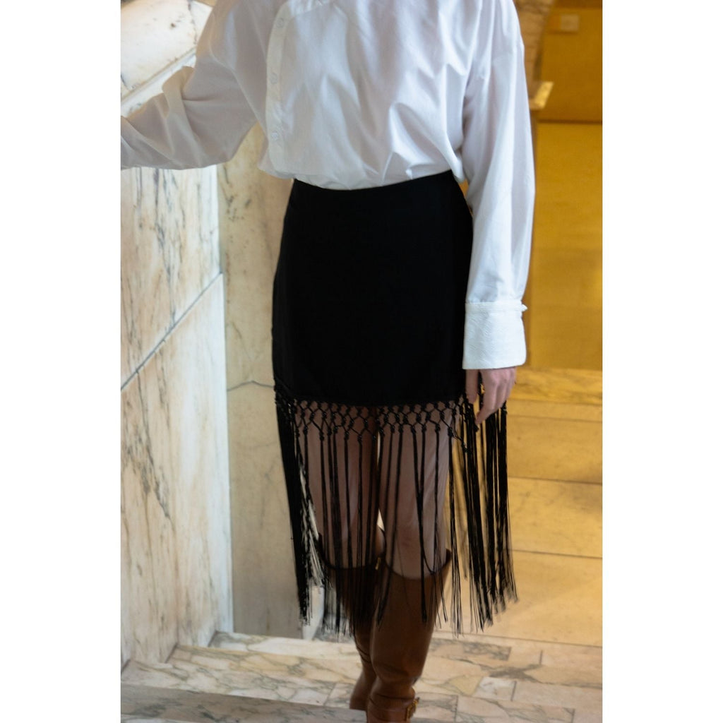 Chic Black Tassel Skirt
