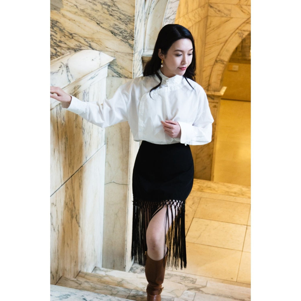 Chic Black Tassel Skirt