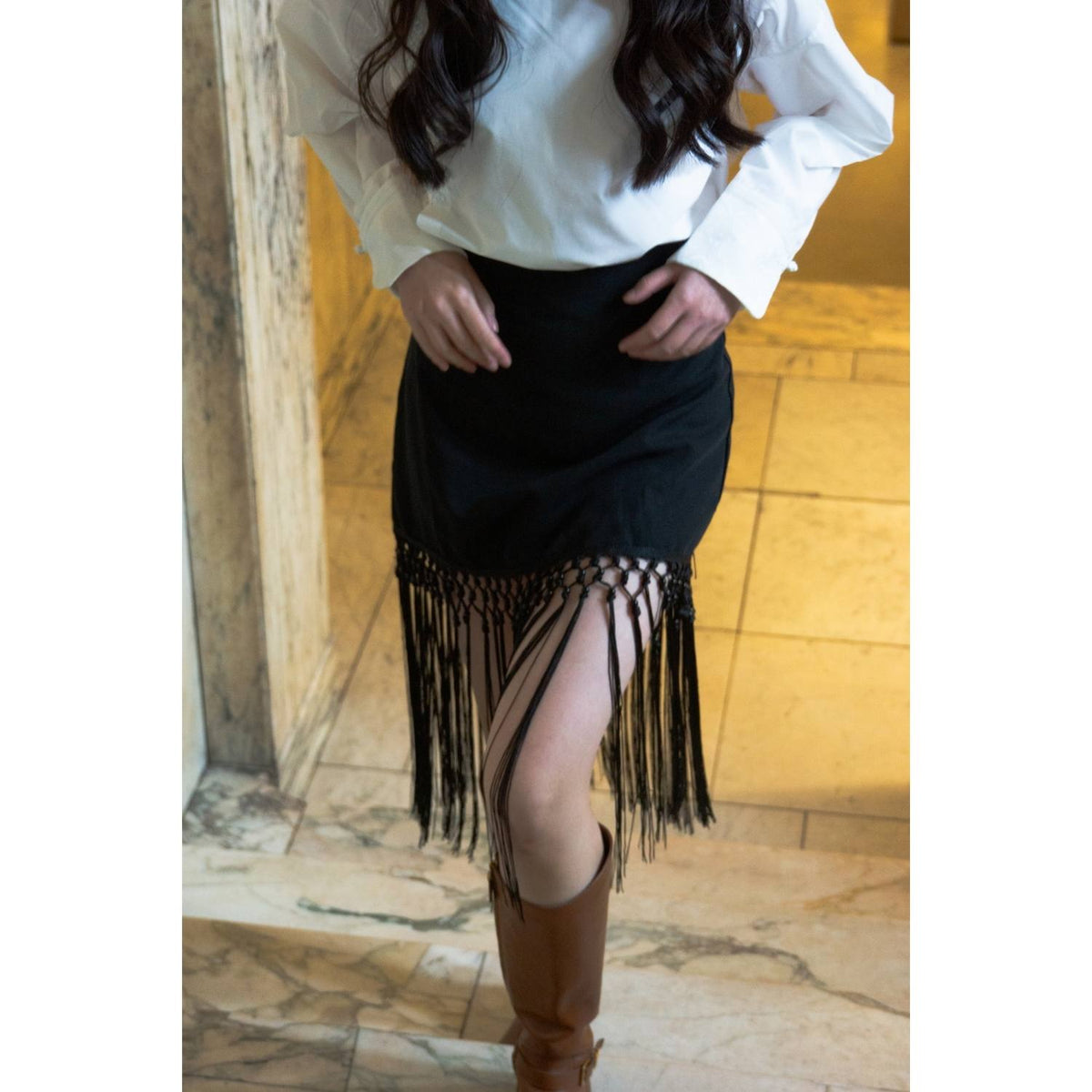 Chic Black Tassel Skirt