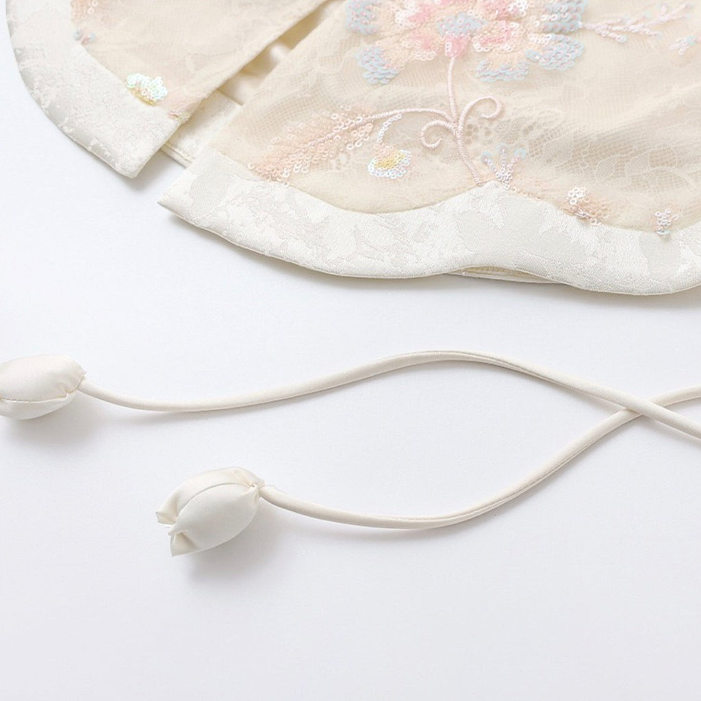 Poetic Embroidery Sheer Floral Side Tie Co ord Set